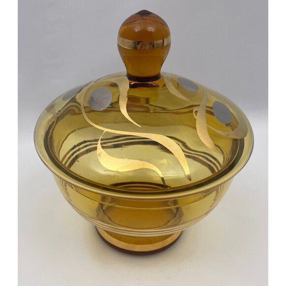 Vintage lidded jar, Bohemia Czechoslovakia Glass, Handmade Crystalex candy dish - Picture 4 of 10